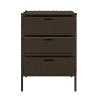 vidaXL Patio Storage Cabinet Brown 21.7"x23.2"x31.5" Poly Rattan