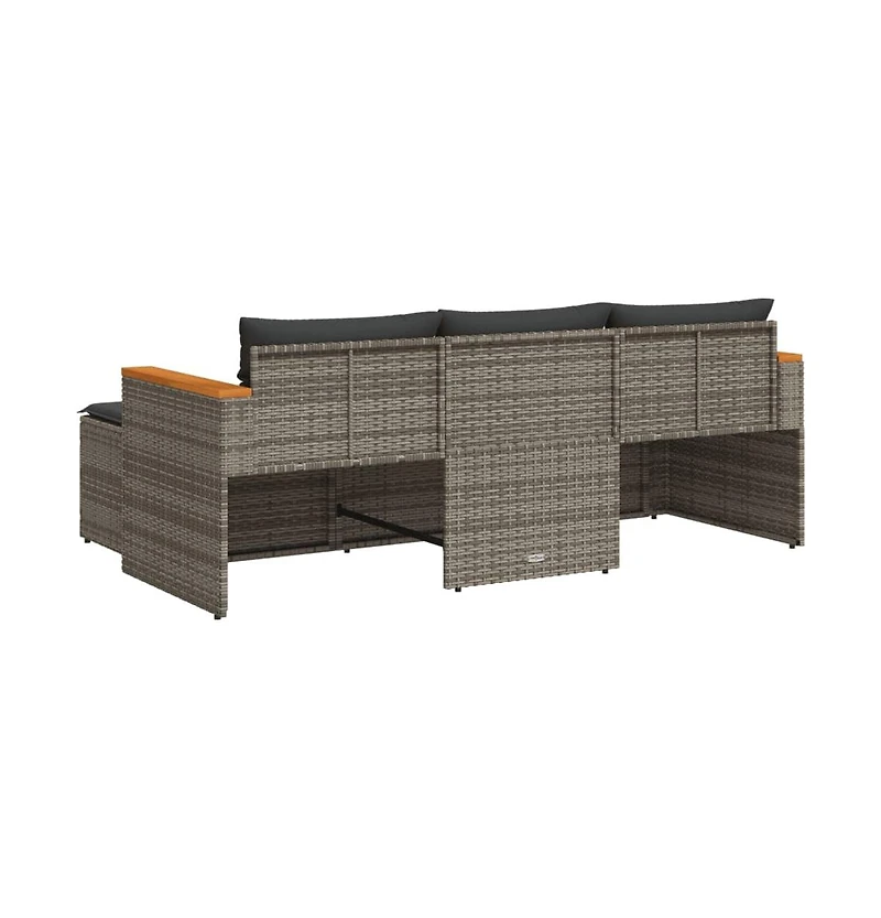 vidaXL 3 Piece Patio Sofa Set with Cushions Gray Poly Rattan