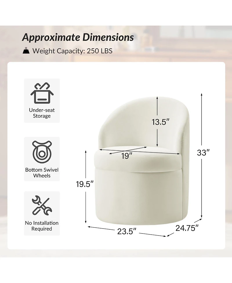 Hulala Home Arlene Modern Dining Chair with Storage Space