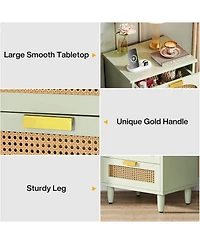 Tribesigns 3-Drawer Rattan Night Stand Side Table, Accent Bedside Tables End Table for Bedroom and Small Spaces, Easy Assembly (1)