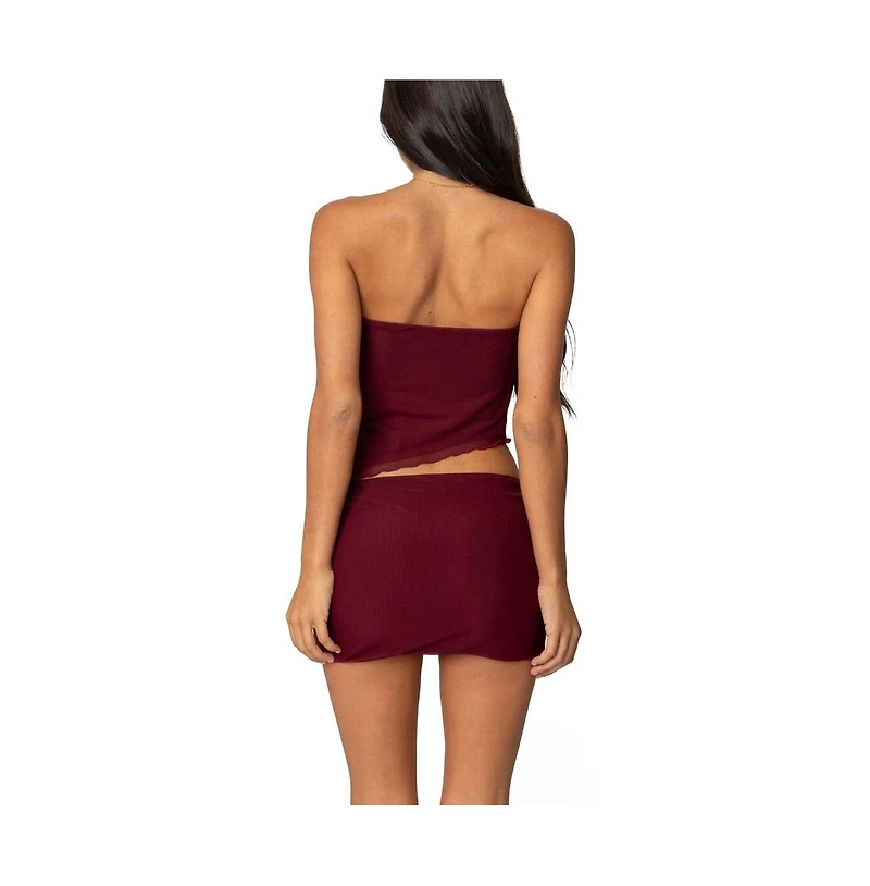 Edikted Women's Vivi Mesh Asymmetric Tube Top
