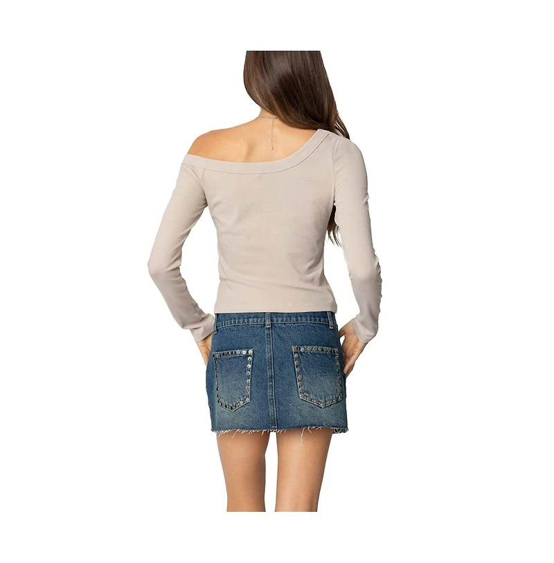 Edikted Womens Adelaine Asymmetric Top