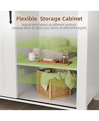 gaomon Kitchen Sideboard with Sliding Barn Doors, 5 Drawers 0.98" Thickness Top Plate）