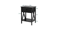Slickblue Set of 2 Rustic Nightstands - 1 Drawer Design in Warm Wood Finish