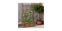 Slickblue Solid Wood Farmhouse Garden Planter Box with 48-inch High Trellis