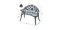 Slickblue Outdoor Patio 40-inch Garden Bench with Backrest in Antique Green Metal Finish