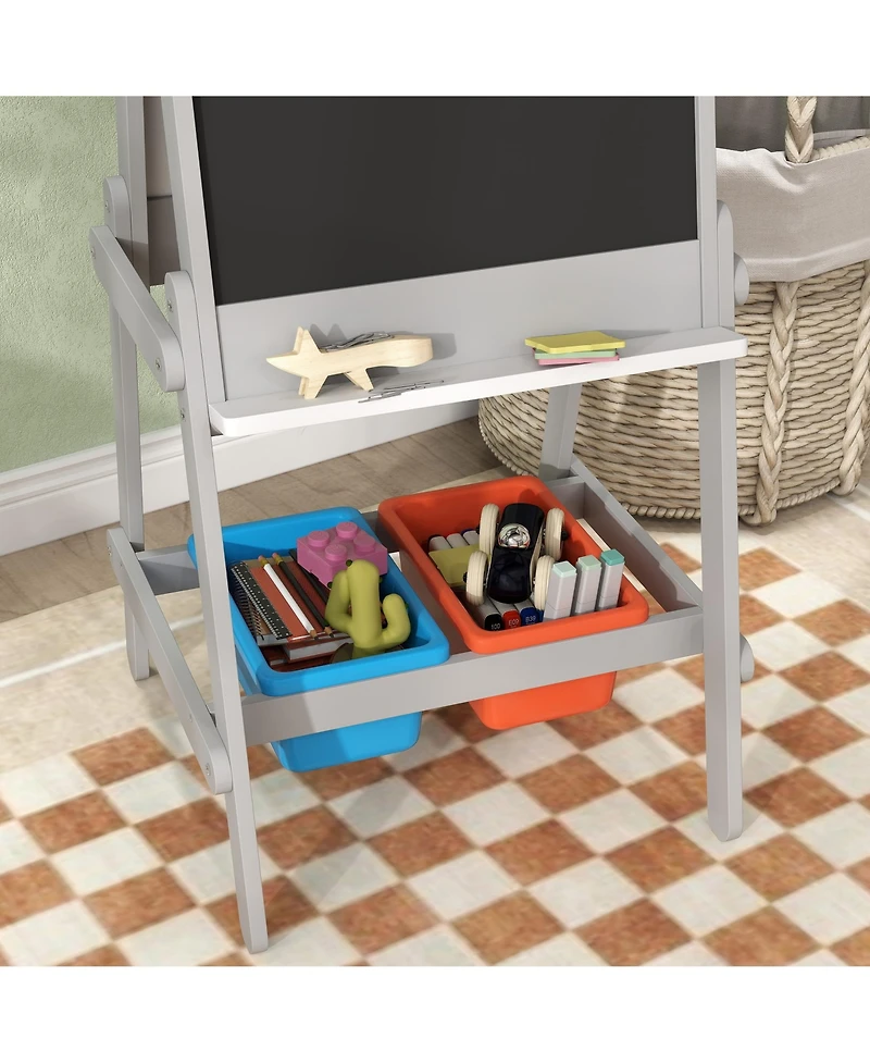 Qaba Double Sided Art Easel for Toddlers with board & Chalkboard
