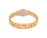 Peugeot Womens Round 25mm 14K Gold Plated Wrist Watch- Mother of Pearl Dial