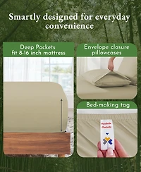 Soft Silk-Like 100% Rayon from Bamboo Cooling Bed Sheets Queen, Deep Pocket Set by California Design Den