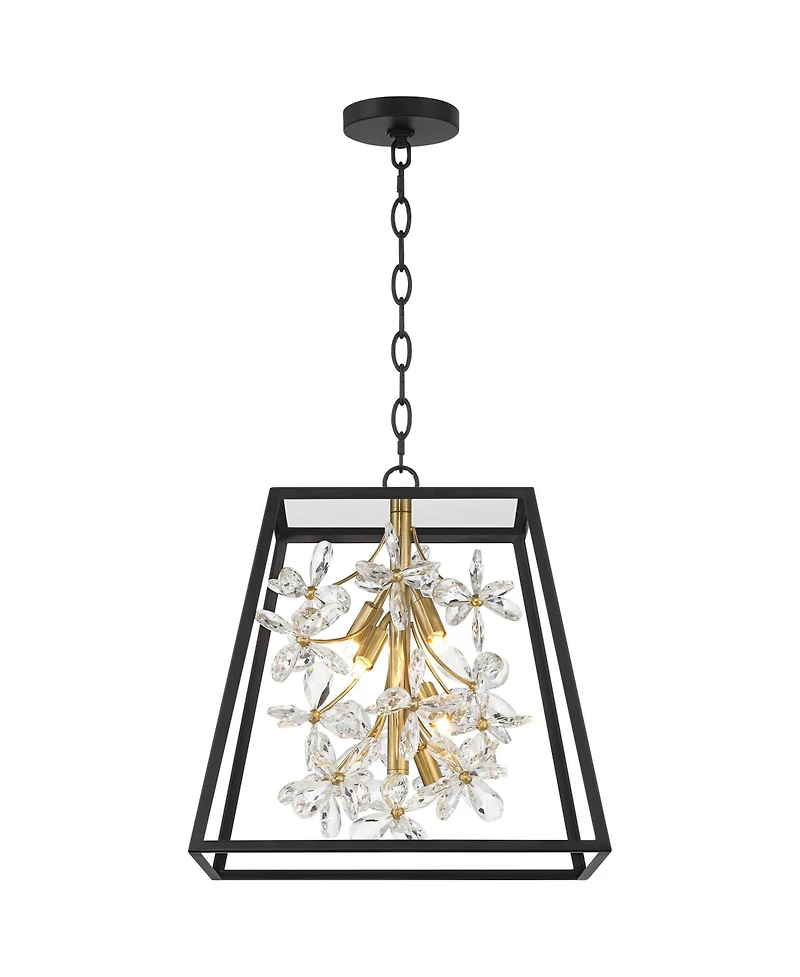Possini Euro Design Carrine 15 3/4" Modern Pendant Chandelier Ceiling Light Fixture Dining Room Over Table 5-Light Led Black Gold Finish