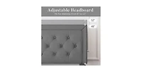 Slickblue Linen Upholstered Platform Bed with Button-Tufted Headboard