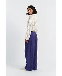 Chinti & Parker Women's Linen Blend Wide Leg Trousers