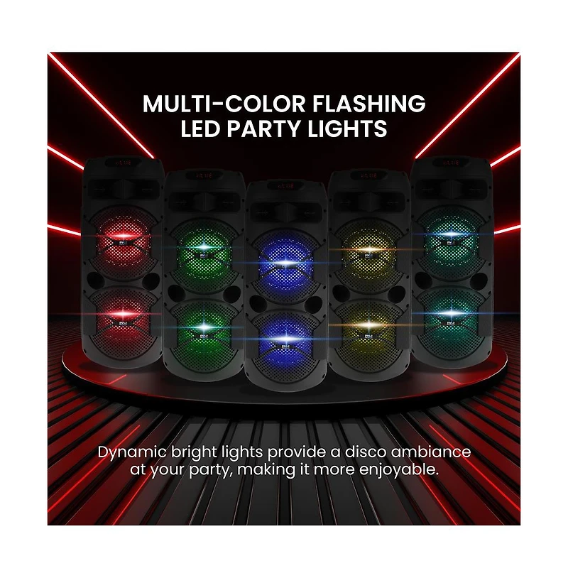 Pyle Outdoor Bluetooth Speakers, 300W High-Powered Pa System, 8" Rechargeable Bluetooth Speaker with Microphone, Bt Karaoke Audio System-fm/Aux/M