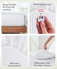 Sheet Set Rose King Bed Sheets, Soft 100% Cotton Sateen, 4 Pc Deep Pocket Sheets & Pillowcase - Vintage