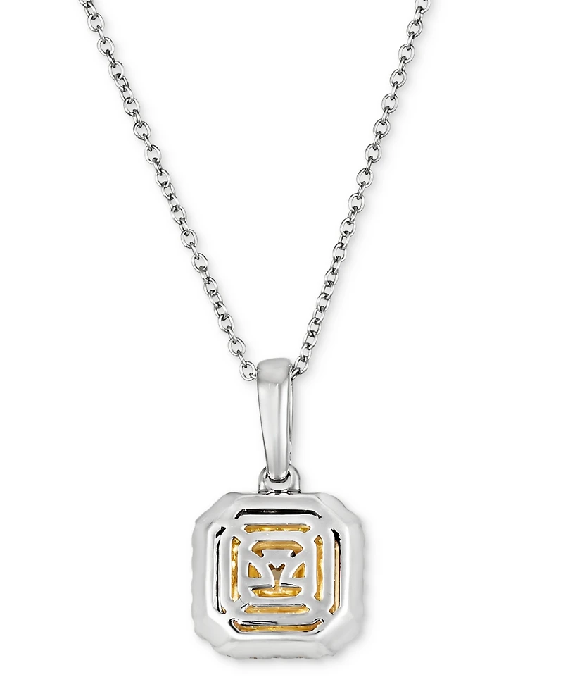 Le Vian Sunny Yellow Diamond & Vanilla Diamond Halo 18" Pendant Necklace (3/4 ct. t.w.) in 14k Two-Tone Gold