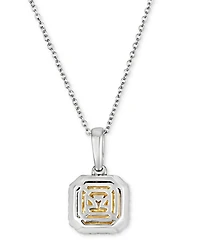 Le Vian Sunny Yellow Diamond & Vanilla Diamond Halo 18" Pendant Necklace (3/4 ct. t.w.) in 14k Two-Tone Gold