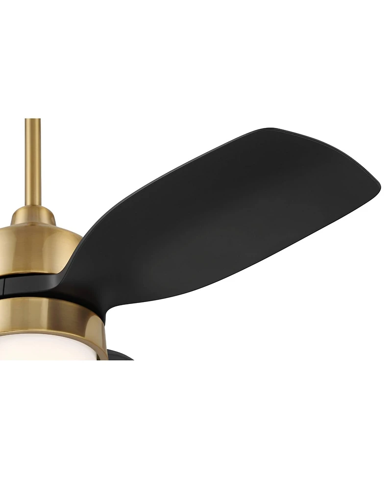Casa Vieja 36" Verdin Modern Indoor Outdoor Ceiling Fan 3 Blade Led Light Remote Control Brass Finish Black Blades Bedroom Living Room Kitchen Garage