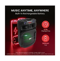 Pyle Portable Bluetooth Pa Speaker System - 800W 12 Inch Outdoor Speaker with Built-In Party Lights