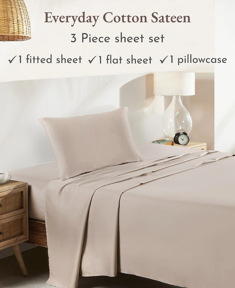 Soft 100% Cotton Sheets Set - Cooling Durable Sateen