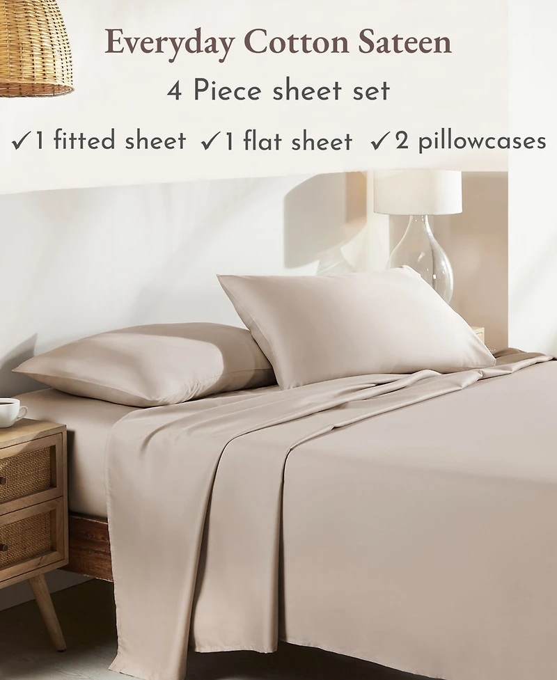 Soft 100% Cotton Sheets Set - Cooling Durable Sateen