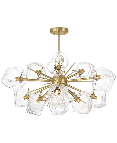 Possini Euro Design Klara 30" Modern Pendant Chandelier Ceiling Light Fixture Dining Room Over Table Sputnik 12-Light Led Soft Gold Finish
