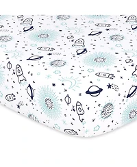 The Peanutshell Fitted Crib Sheet Set, Space, 4 Pack
