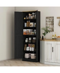 Homcom 67" Kitchen Pantry Storage Cabinet w/ Shelves, Distressed