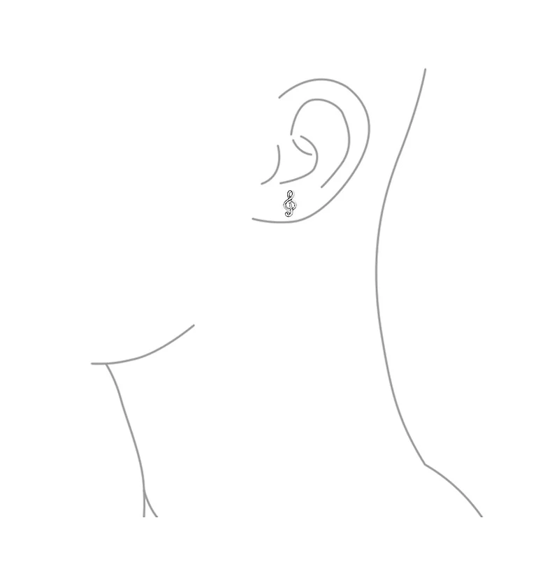 Bling Jewelry Tiny Delicate Music G Treble Clef Note Stud Earrings Musician Sterling Silver