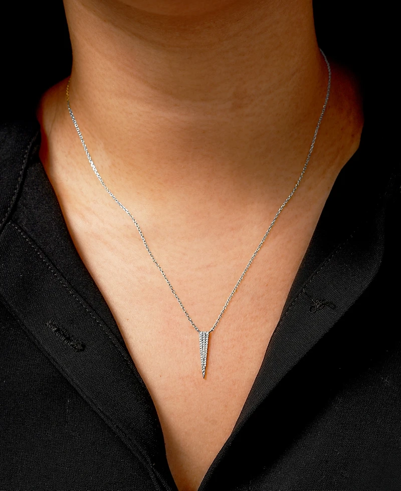 Diamond Pave Spike Pendant Necklace (1/10 ct. t.w.) 10k Yellow or White Gold, 15" + 2" extender, Created for Macy's