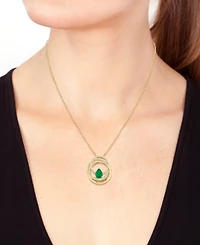 Effy Emerald (1/2 ct. t.w.) & Diamond (1/5 ct. t.w.) Interlocking Circles 18" Pendant Necklace in 14k Gold