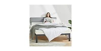 Slickblue Soft Fabric Metal Headboard Platform Bed with Wooden Slats for Stylish Support
