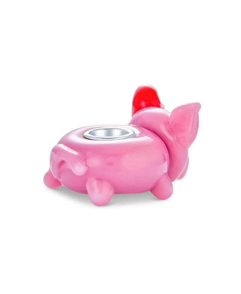 Bling Jewelry Christmas Charm Bead Santa Hat Pink Pig Sterling Silver for Bracelet