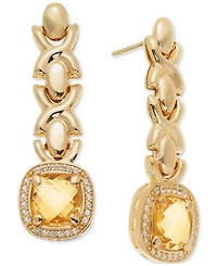 Citrine (3-5/8 ct. t.w.) & White Topaz (1/2 ct. t.w.) Xoxo Link Drop Earrings in 14k Gold-Plated Sterling Silver