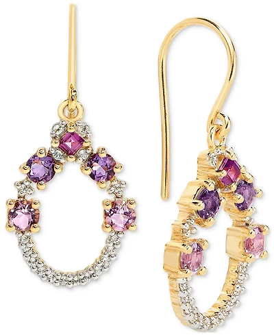 Multi-Blue Topaz (1-1/5 ct. t.w.) & White (1/5 Open Circle Drop Earrings 14k Gold-Plated Sterling Silver