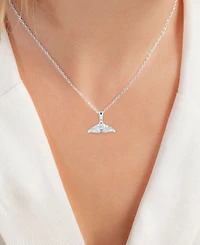 Whale Tail Pendant Necklace Sterling Silver, 18"