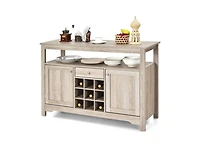 Kitchen Buffet Cabinet with Wine Rack – Wood Storage Sideboard with Open Shelf for Dishes and Bottles