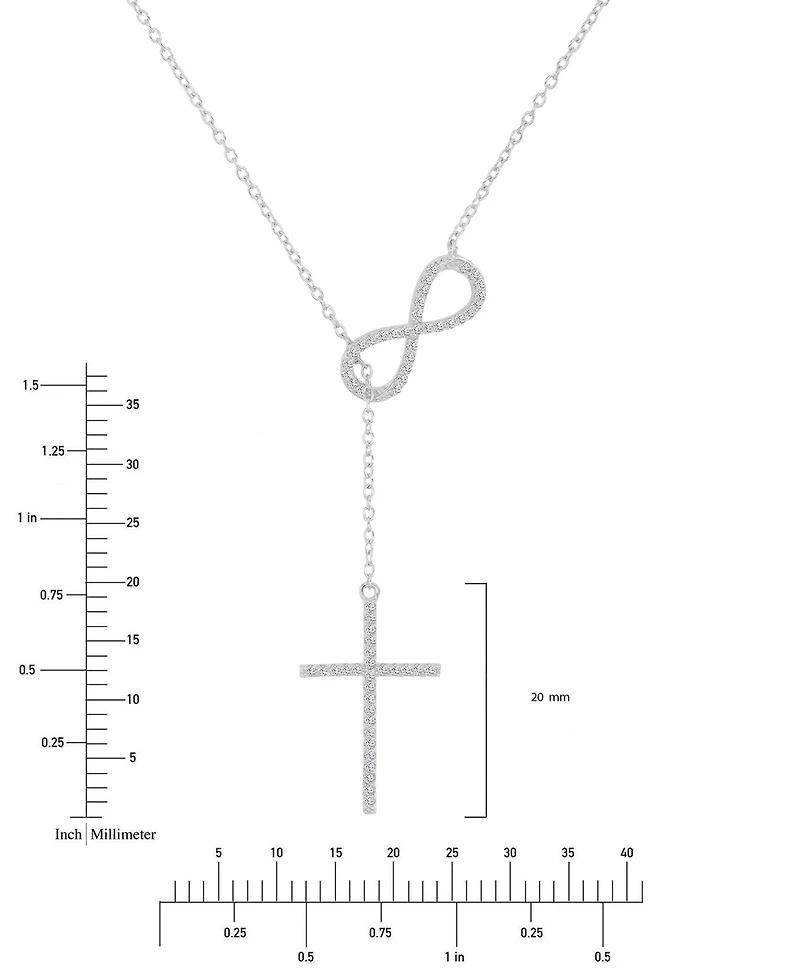 Macy's Cubic Zirconia Infiniti and Cross Dangling Necklace in Sterling Silver