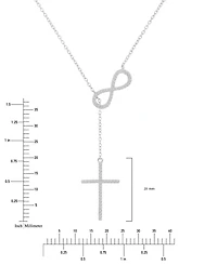 Macy's Cubic Zirconia Infiniti and Cross Dangling Necklace in Sterling Silver