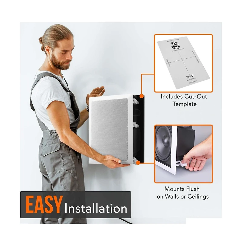 Pyle 6.5" In-Wall / In-Ceiling 2-Way Speakers - Flush Mount, Titanium Dome Tweeters, 360W Max Power Output