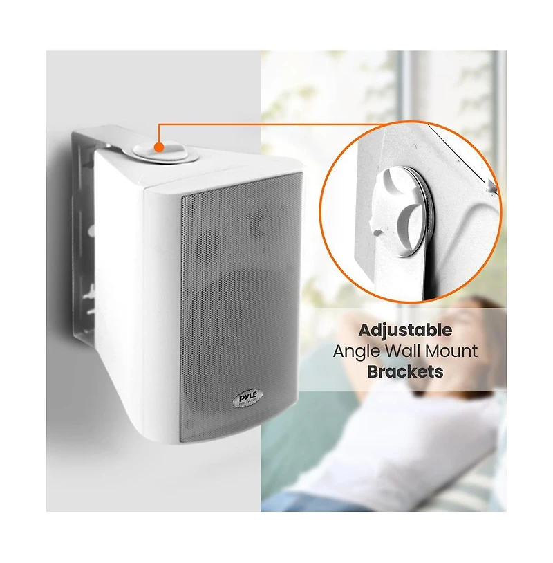 Pyle 5.25” Bluetooth Wireless Wall Mountable Speaker System with 2-Way Full Range Stereo Sound, 300W Rms