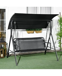 Outsunny 3-Seat Outdoor Patio Swing w/ Canopy & Cushion,