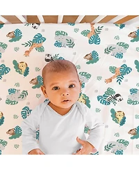 The Peanutshell Safari Adventures 7 Piece Baby Nursery Crib Bedding Set, Quilt, Crib Sheets, Crib Skirt, and Changing Pad Cover