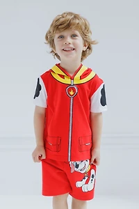 Paw Patrol Toddler Boys Chase Skye Rubble Marshall Cosplay T-Shirt and Bike Shorts French Terry Outfit Set to