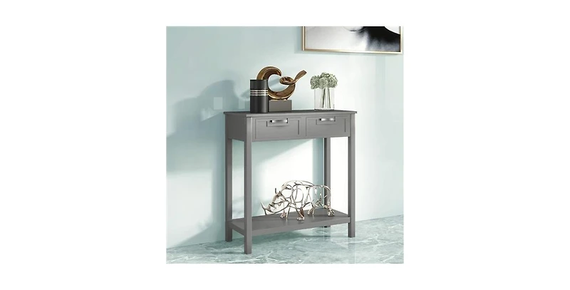 Slickblue Modern Entryway Accent Table with 2 Drawers for Sofa or Storage