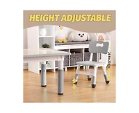 gaomon Modern Kids Table and 6 Chair Set, 47.20" Height Adjustable Toddler Table and 6 Chairs Set with Non-Slip Table Legs&Organizer Graffiti Desktop,