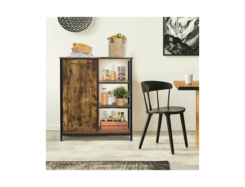 Slickblue Modern Industrial Wood Sideboard Buffet Storage Cabinet with Shelves for Stylish Organization