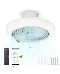 DELight 18" Enclosed Ceiling Fan with Light App Control Dimmable Led Lamp for Bedroom