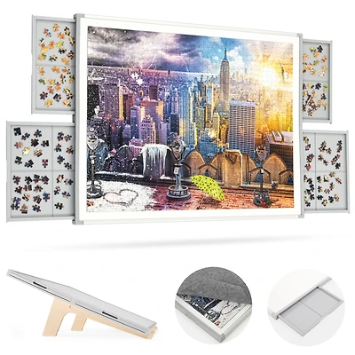Ropoda 1500 Pieces 35"x26" Portable Jigsaw Puzzle Board, Double-Sided Rotating Plastic Puzzle Board with Drawers and Cover