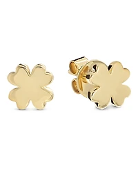 Devata Clover Heart Stud Earrings in 14K Gold, approx. 1.6 grams.