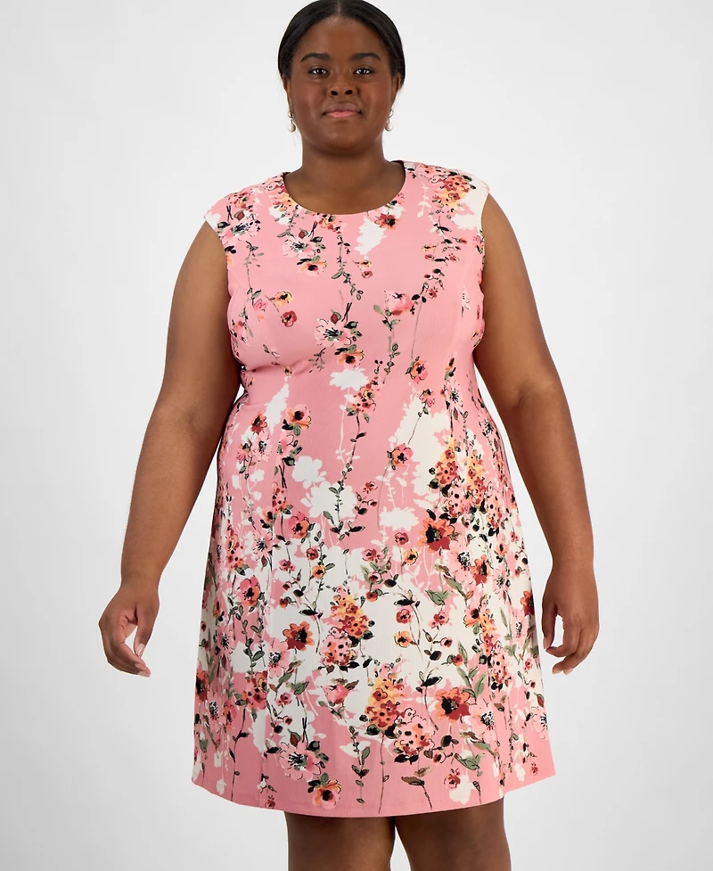Connected Plus Size Otto Floral-Print Fit & Flare Dress